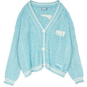 Taylor Swift • 1989 Cardigan sweater turquoise blue white seagull applique